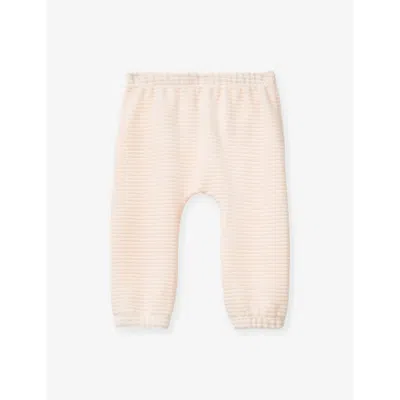 Benetton Kids' Animal-embroidery Velour Jogging Bottoms 1-18 M In Light Powder