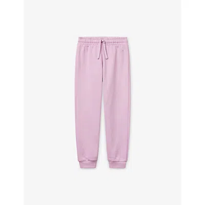 Benetton Kids' Lilac Logo-embroidered Drawstring-waist Cotton Jogging Bottoms 6-14 In Pink