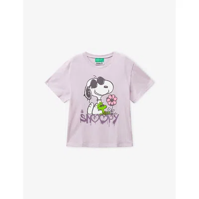 Benetton Kids' Lilac Peanuts Relaxed-fit Cotton T-shirt 18 Months-5 Year In Purple