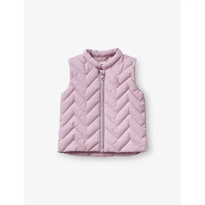 Benetton Babies' Lilac Quilted Shell Gilet 1-18 In Pink