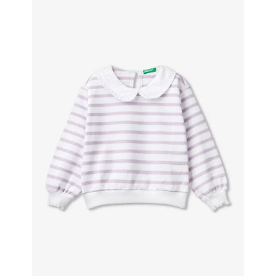 Benetton Babies'  Lilac Stripe Stripe-print Frilled-collar Cotton Sweatshirt 18 Months - 6 Years