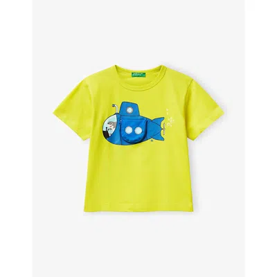 Benetton Kids' Lime Graphic-print Cotton-jersey T-shirt 18 Month In Green