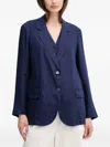Benetton Linen Blazer In Blue