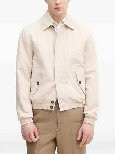 Benetton Linen-blend Jacket In Neutral