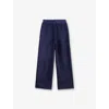 Benetton Logo-embroidered Flared Velour Trousers 6-14 Years Night Blu In Night Blue