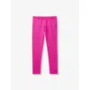 Benetton Kids' Logo-embroidered Full-length Stretch-cotton Leggings 6-14 Y In Cyclamen