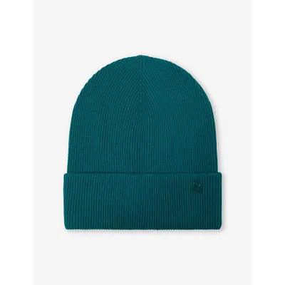 Benetton Kids' Logo-embroidered Wool-blend Hat Forest Green