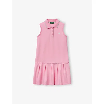 Benetton Kids' Logo-embroidery Sleeveless Cotton Polo Dress 6-14