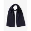Benetton Kids' Navy Blue Logo-plaque Wool Blend Scarf In Black