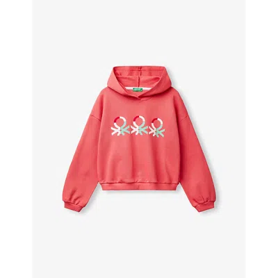 Benetton Babies' Cyclamen Logo-print Relaxed-fit Cotton Hoody 6-14