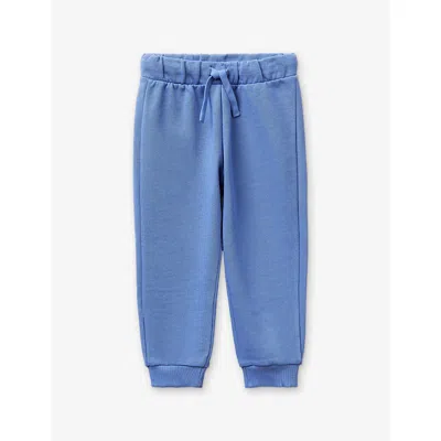 Benetton Kids' Logo-embroidered Cotton Jogging Bottoms 1-4 Years Blu In Blue