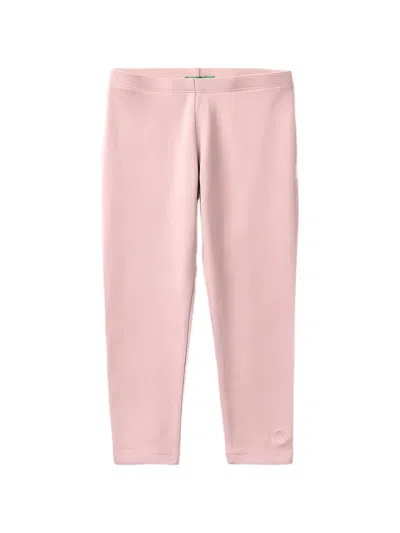 Benetton Kids' Logo-embroidered Leggings In Pink