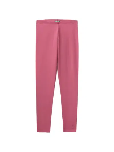 Benetton Kids' Logo-embroidered Leggings In Pink