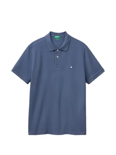 Benetton Logo-embroidered Short-sleeve Polo Shirt In Blue
