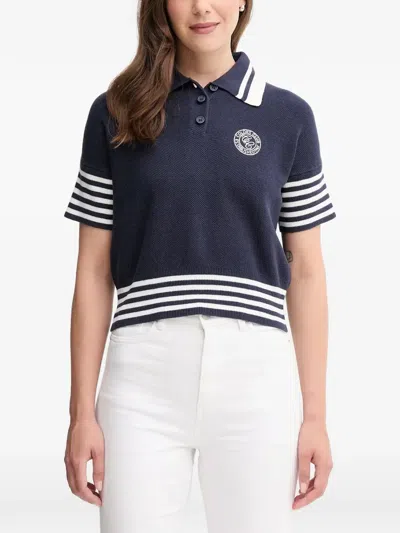 Benetton Logo-embroidered Sweater In Blue