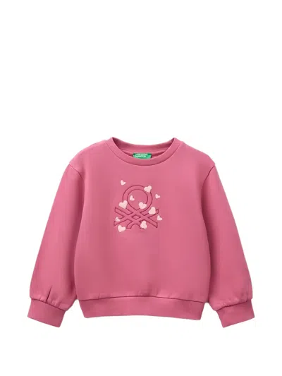 Benetton Kids' Logo-embroidered Sweatshirt In Pink