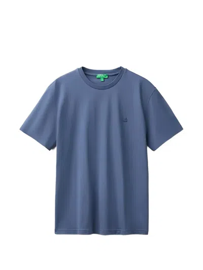 Benetton Logo-embroidered T-shirt In Blue