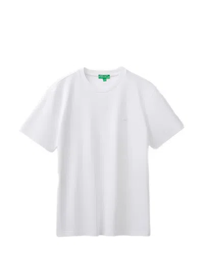 Benetton Logo-embroidered T-shirt In White