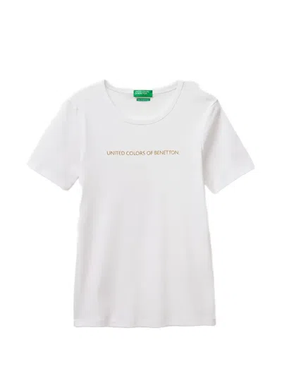 Benetton Logo-embroidered T-shirt In White