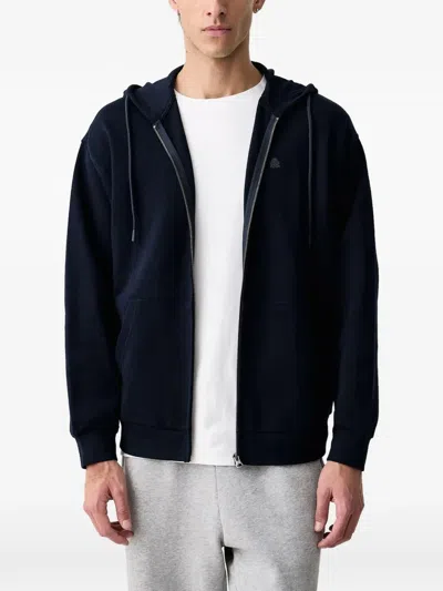 Benetton Logo-embroidered Zip-up Hoodie In Blue