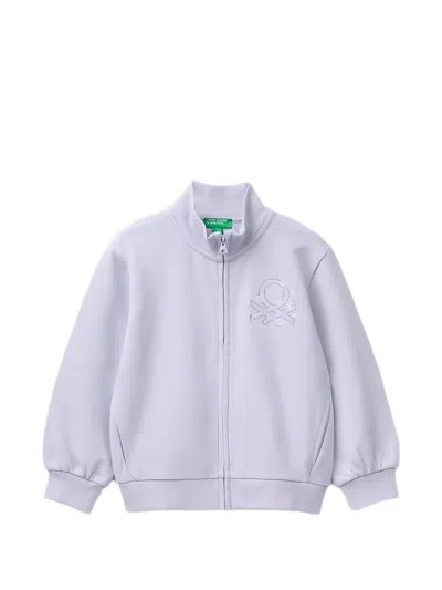 Benetton Kids' Logo-embroidered Zip-up Jacket In Purple