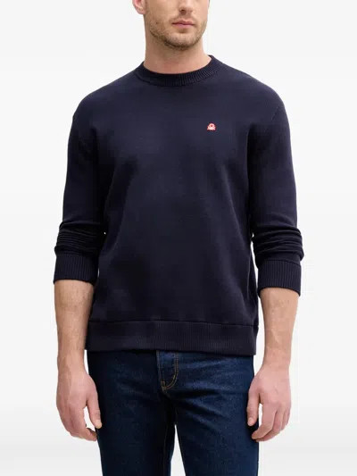 Benetton Logo-patch Crew-neck Sweater In Blue