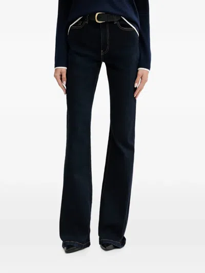 Benetton Logo-patch Flared Jeans In Blue