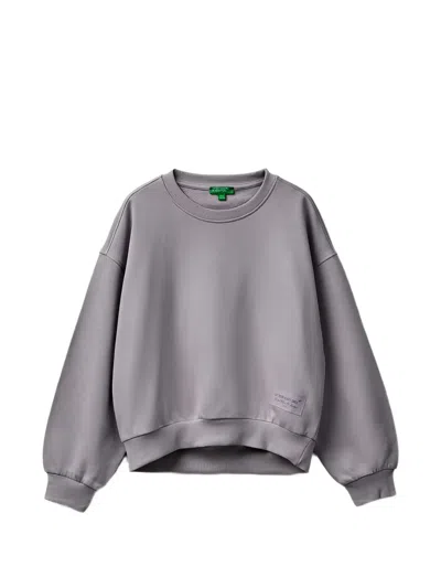 Benetton Kids' Logo-patch Long-sleeve Sweatshirt In Grey