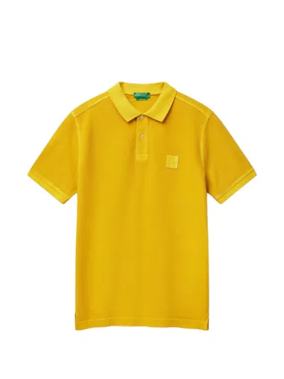 Benetton Logo-patch Polo Shirt In Yellow