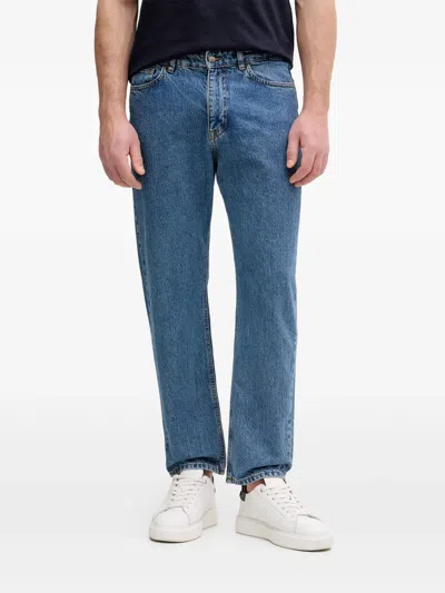 Benetton Logo-patch Straight-leg Jeans In Blue