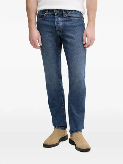 Benetton Logo-patch Straight-leg Jeans In Blue