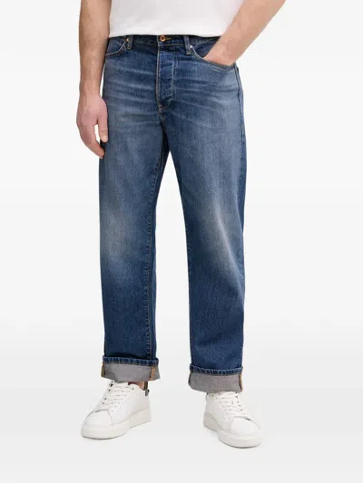 Benetton Logo-patch Straight-leg Jeans In Multi
