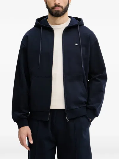 Benetton Logo-patch Zip-up Hoodie In Multi