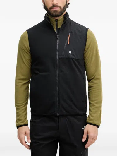 Benetton Logo-patch Zip-up Vest In Black