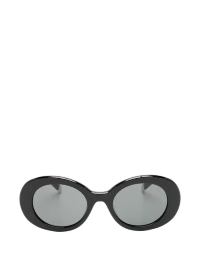 Benetton Giada Logo-plaque Round-frame Sunglasses In Black