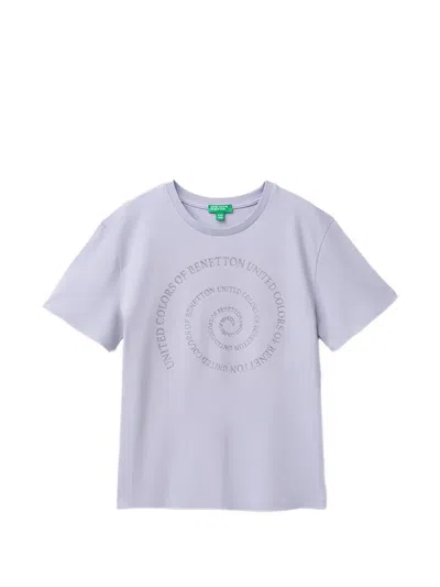 Benetton Kids' Logo-print Cotton T-shirt In Purple