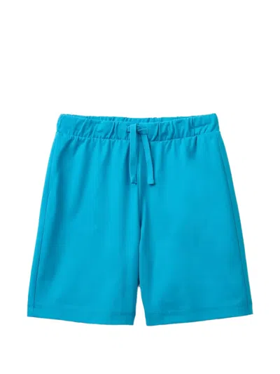 Benetton Kids' Logo-print Drawstring Shorts In Blue