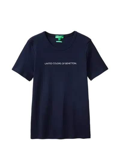 Benetton Logo-print Short-sleeve T-shirt In Blue