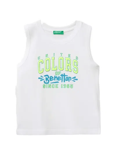 Benetton Kids' Logo-print Tank Top In White