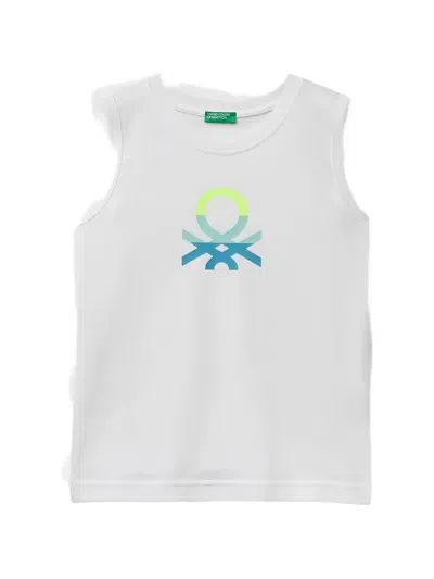 Benetton Kids' Logo-print Tank Top In White
