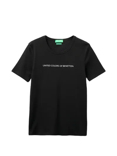 Benetton Logo-print T-shirt In Black