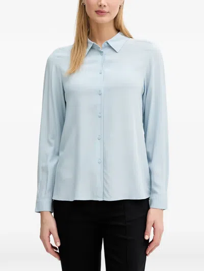 Benetton Long-sleeve Button-down Shirt In Blue