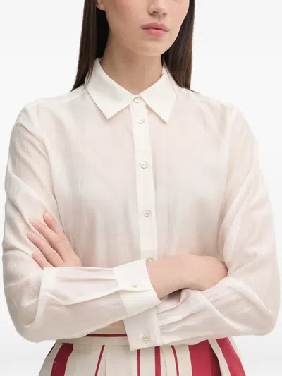 Benetton Long-sleeve Button-down Shirt In Neutral