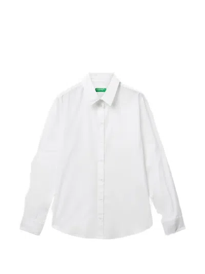 Benetton Long-sleeve Button-down Shirt In White