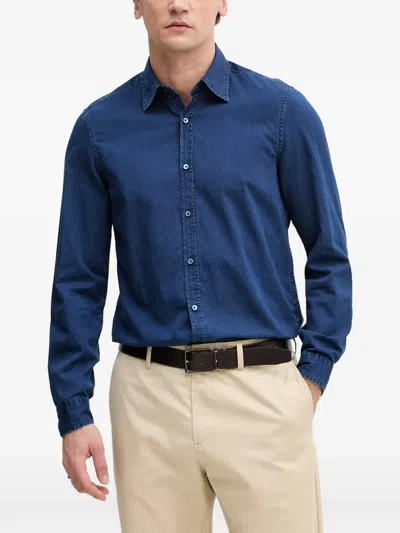 Benetton Long-sleeve Button-up Shirt In Blue