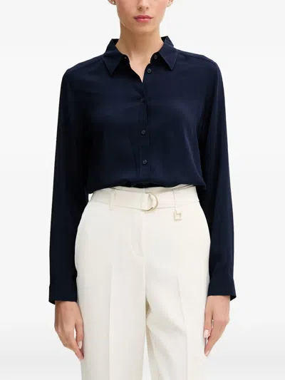 Benetton Long-sleeve Button-up Shirt In Blue
