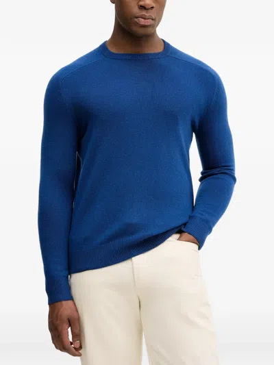 Benetton Long-sleeve Round-neck Sweater In Blue