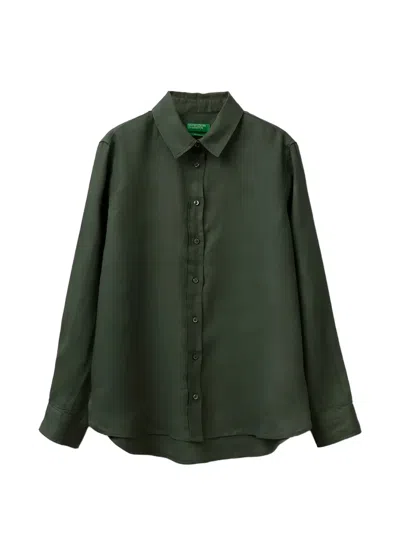 Benetton Long-sleeve Shirt In Black