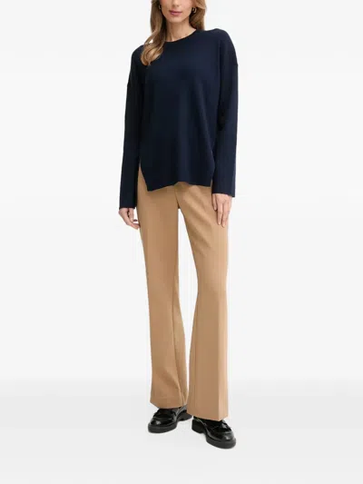 Benetton Long-sleeve Slit Sweater In Blue