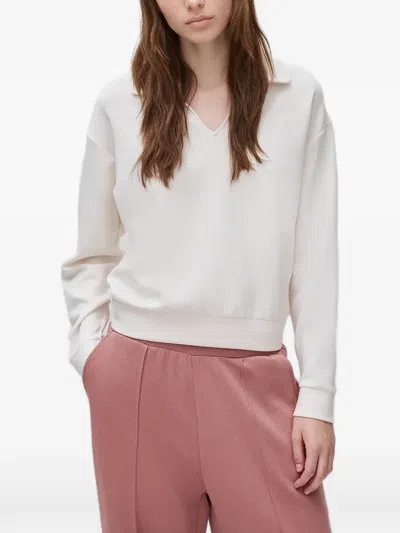 Benetton Long-sleeve V-neck Sweatshirt In White